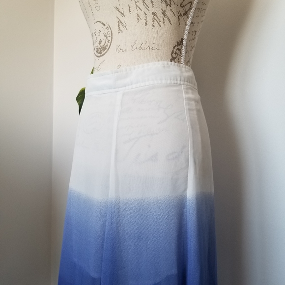 Ombre ivory and blue long flowy skirt - Picture 3 of 7